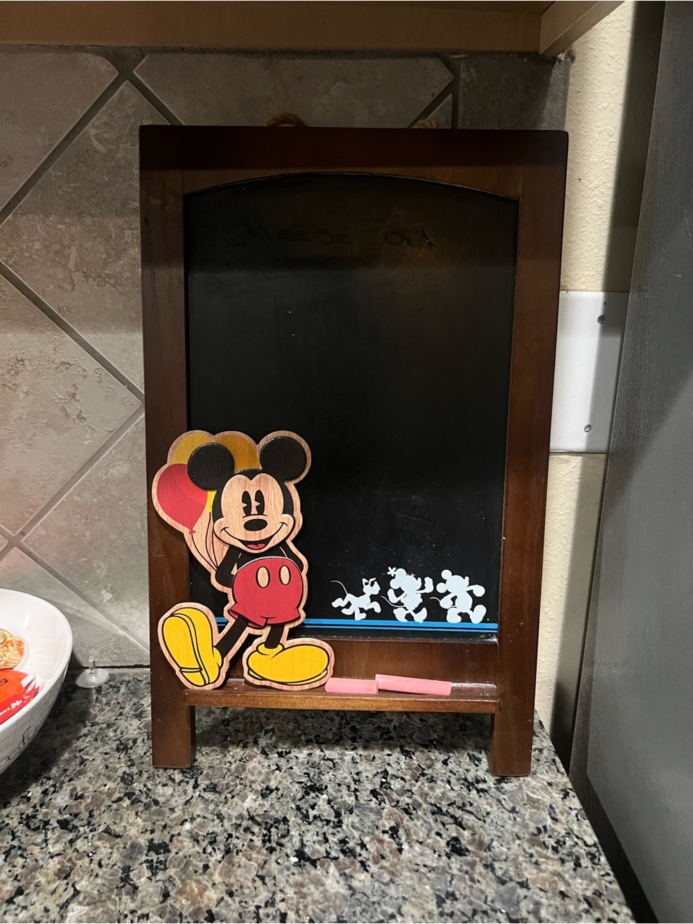 Mickey Mouse Wooden Chalkboard with Red, Yellow, Black Accents